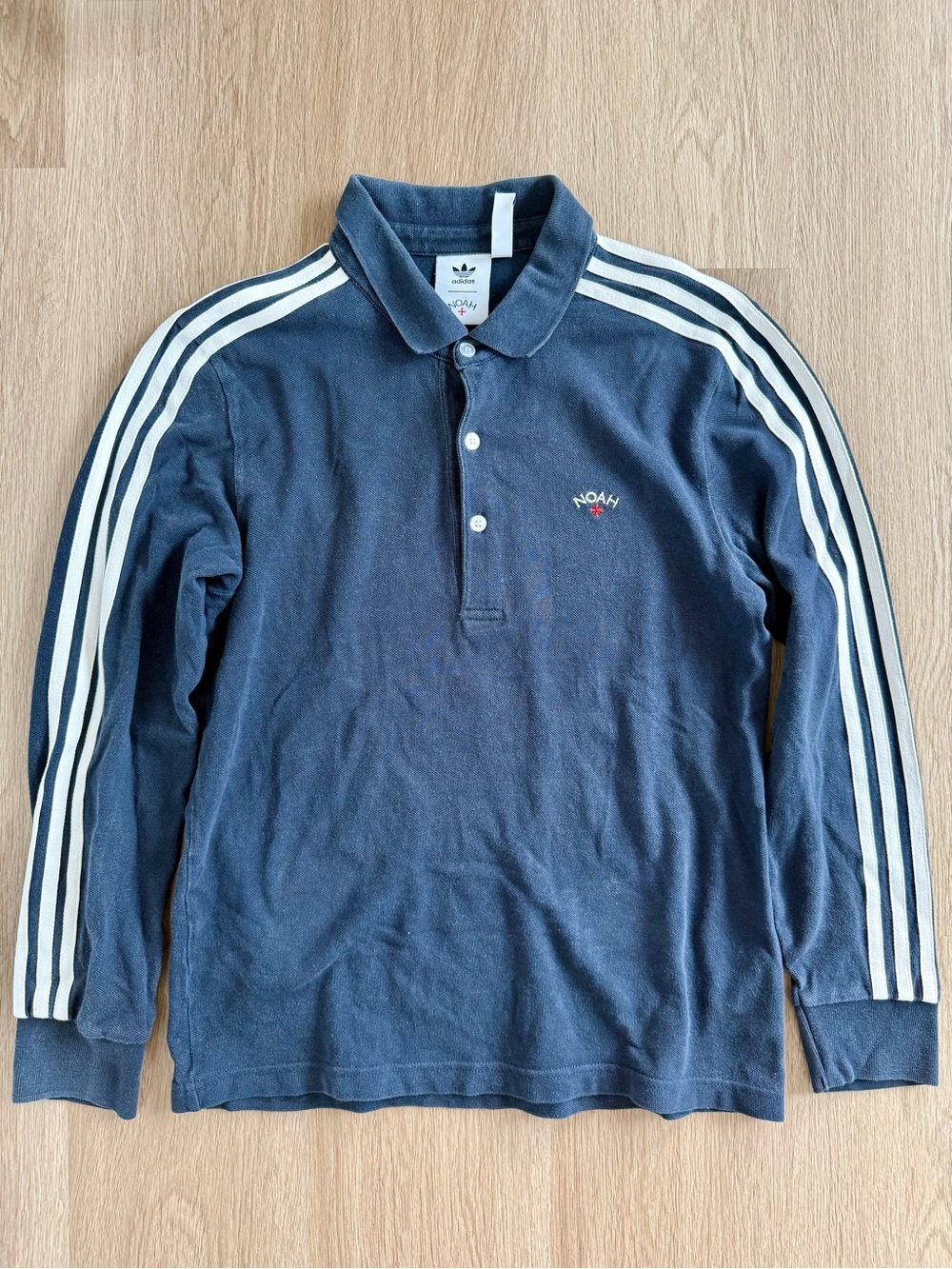 Noah x Adidas Originals Long Sleeve Polo Shirt Navy Blue Men’s Size S